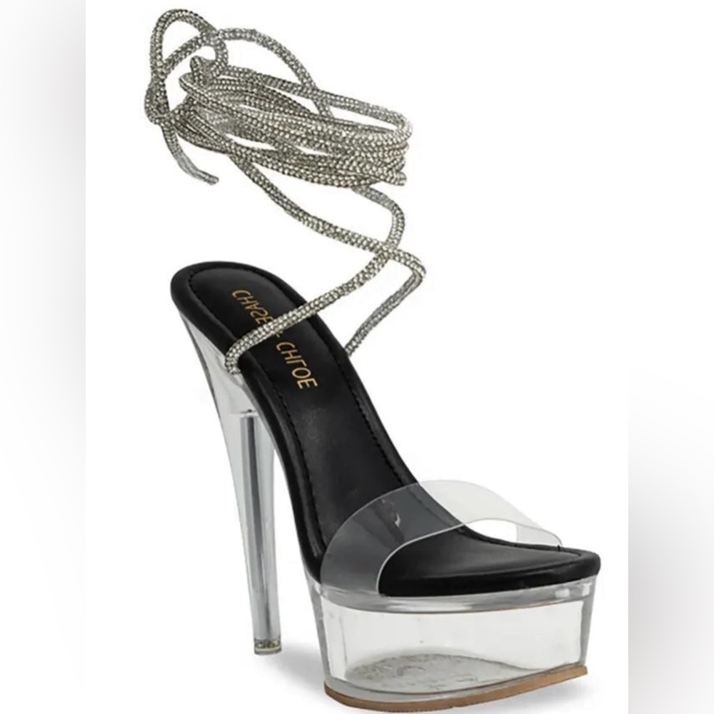Clear Rhinestone Platform Heels - image 1